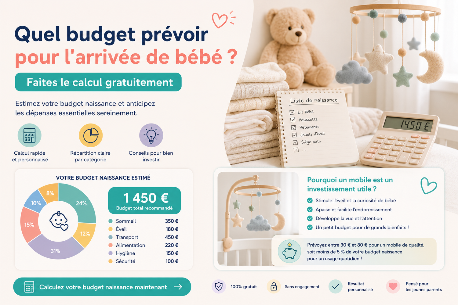 Quel budget prévoir pour l'arrivée de bébé  Faites le calcul gratuitement 